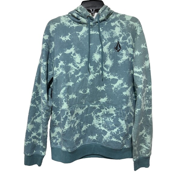 Volcom Sweatshirt Adult Large Blue Hoodie Surf Skateboarding Sweater Tie-Dye - Picture 1 of 6
